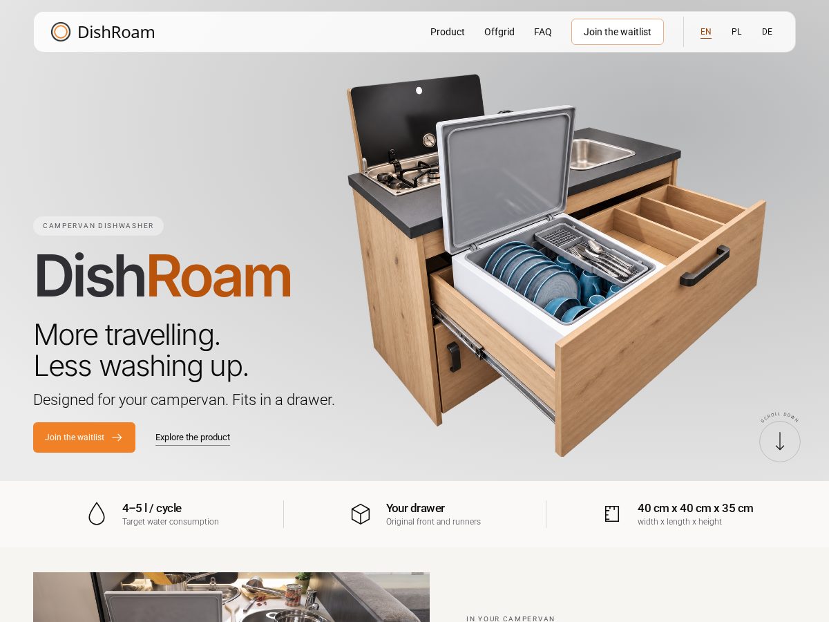Landing-page snapshot of dishroam.com