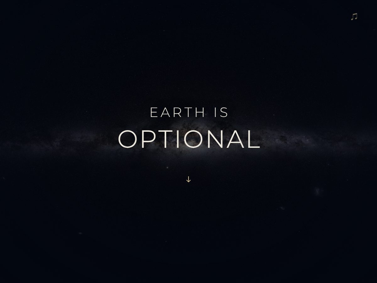 Landing-page snapshot of earthisoptional.space