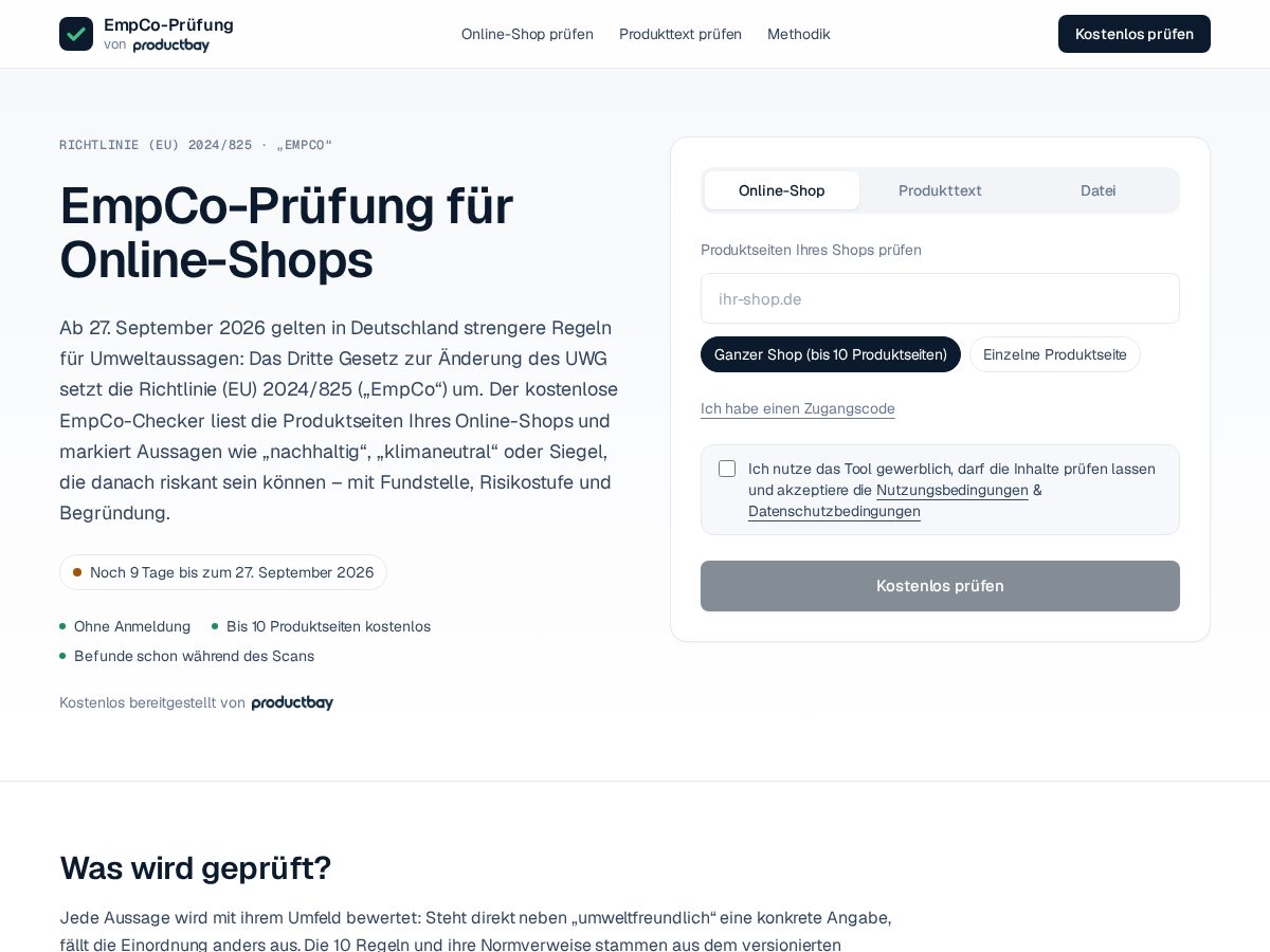 Landing-page snapshot of empco-pruefung.com
