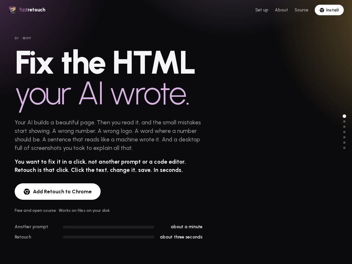 Landing-page snapshot of fastretouch.com