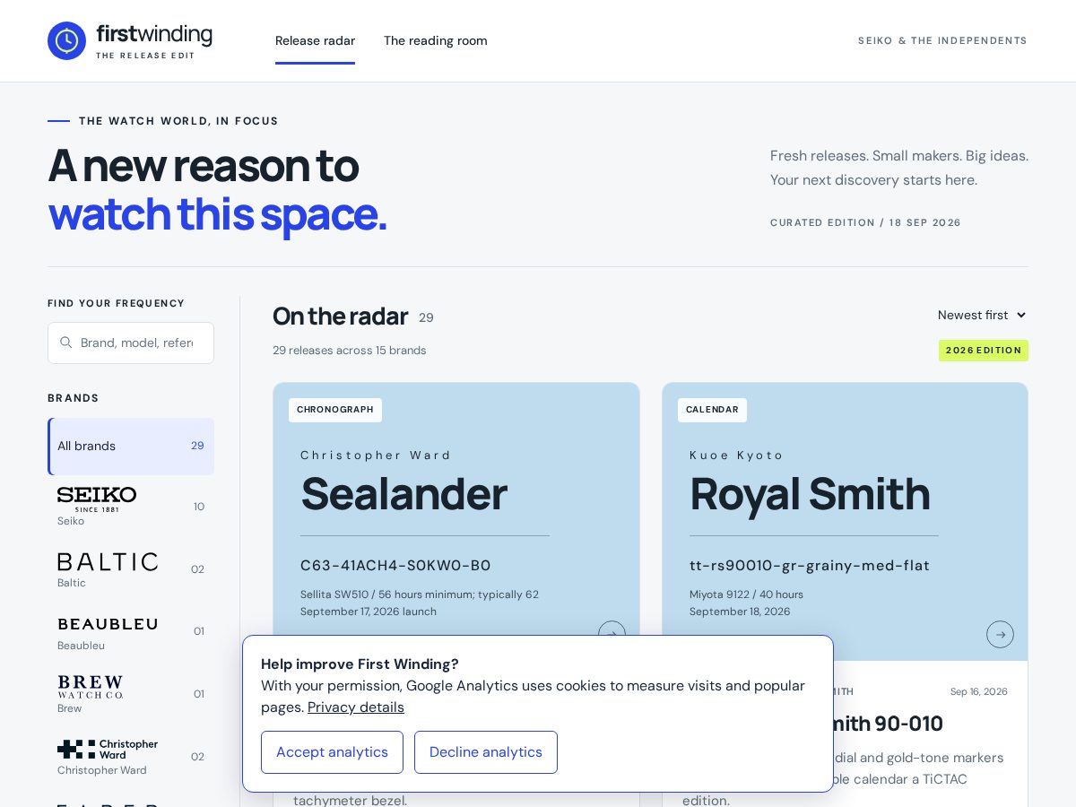 Landing-page snapshot of firstwinding.com
