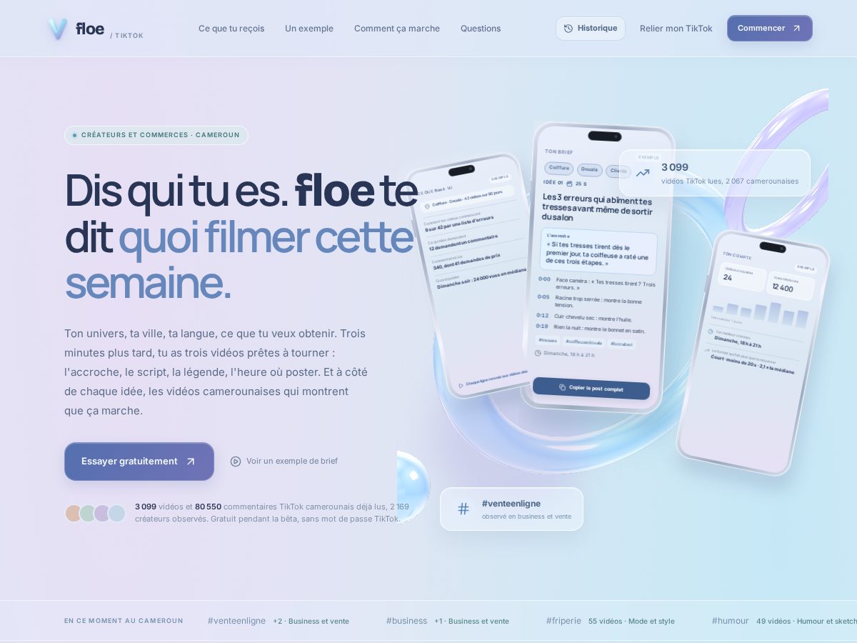 Landing-page snapshot of floe.africa