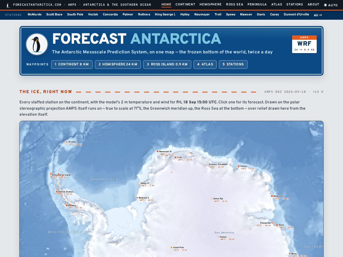 Landing-page snapshot of forecastantarctica.com