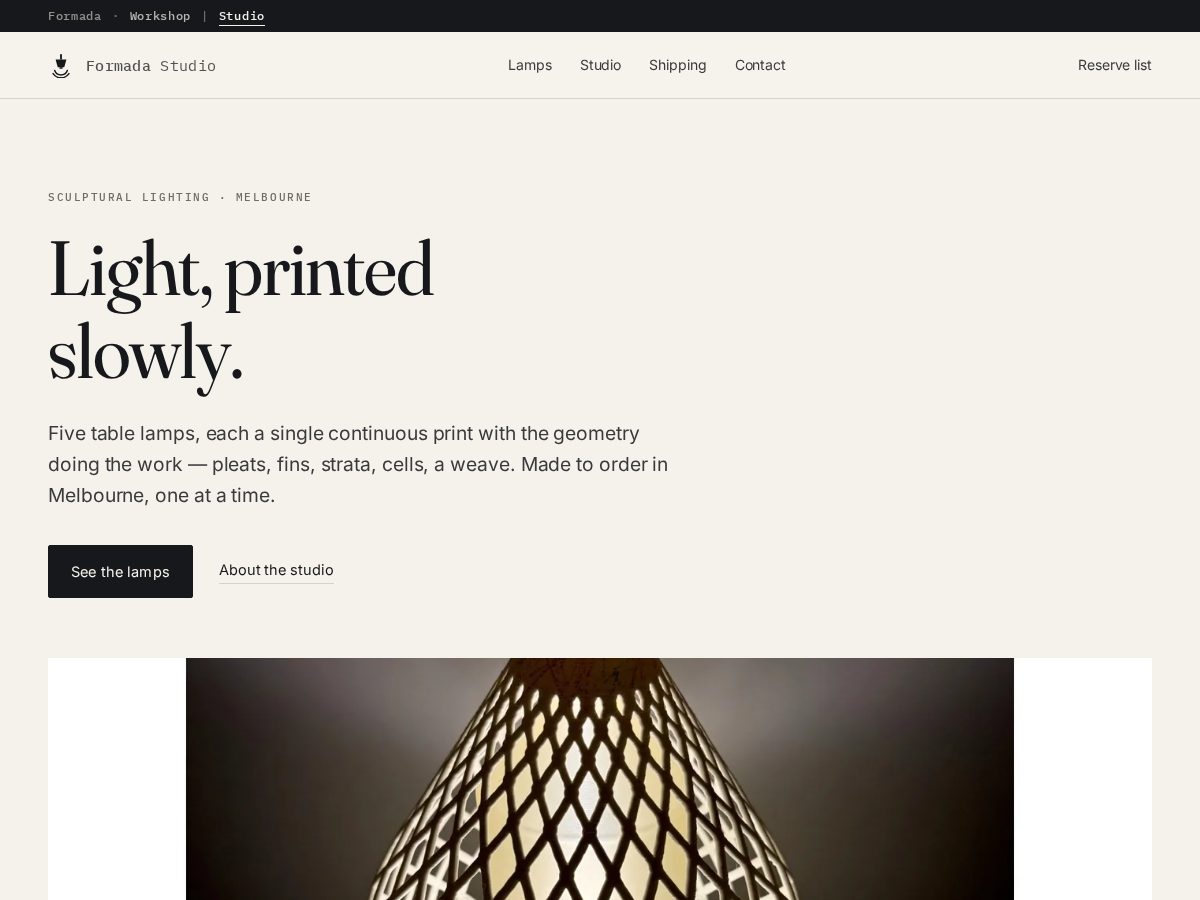 Landing-page snapshot of formadastudio.com