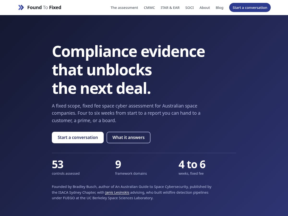 Landing-page snapshot of foundtofixed.com