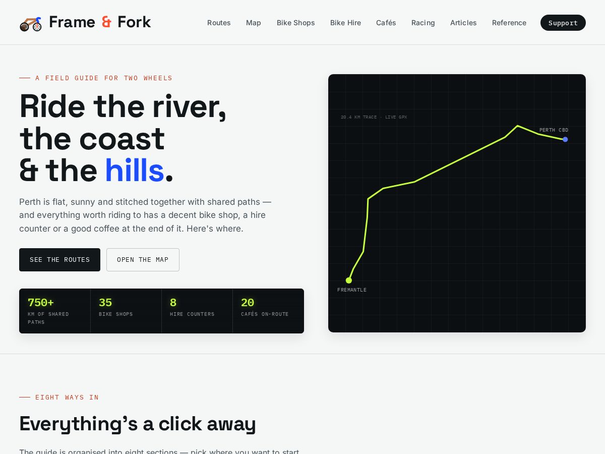 Landing-page snapshot of frameandfork.online