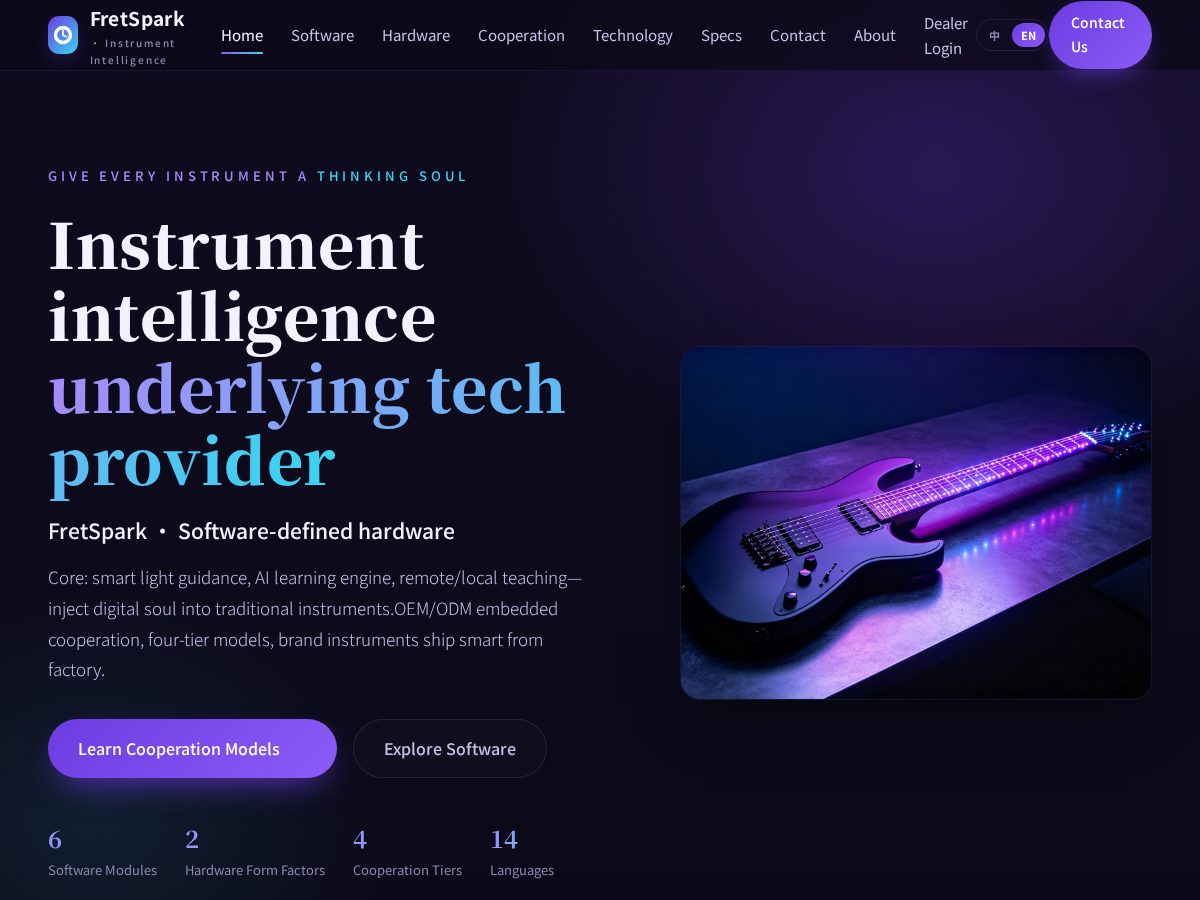 Landing-page snapshot of fretsparkmusic.com