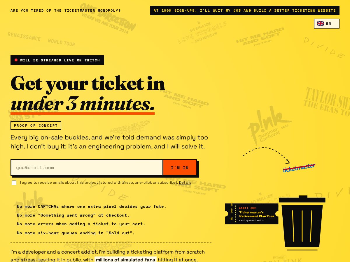 Landing-page snapshot of fuckyouticketmastermaster.com