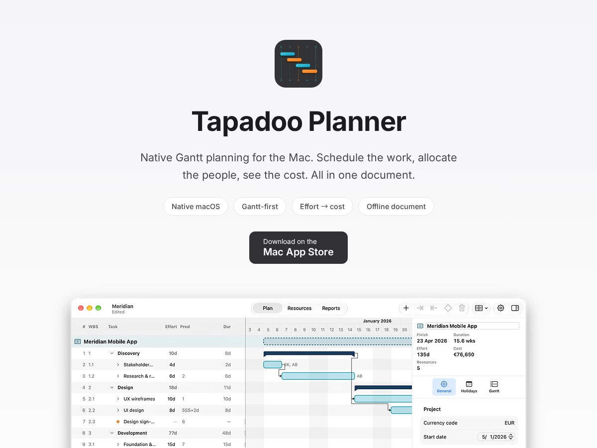 Landing-page snapshot of ganttmac.app