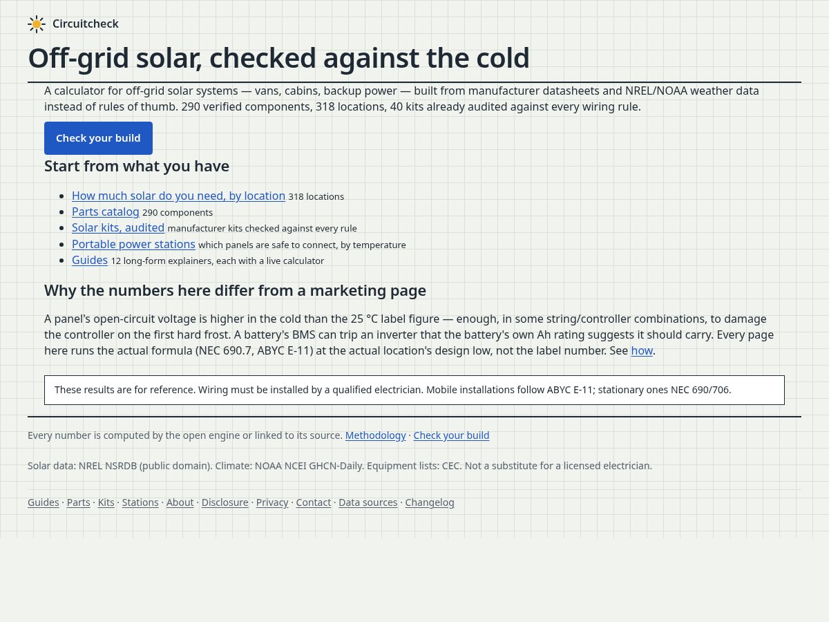Landing-page snapshot of getcircuitcheck.com