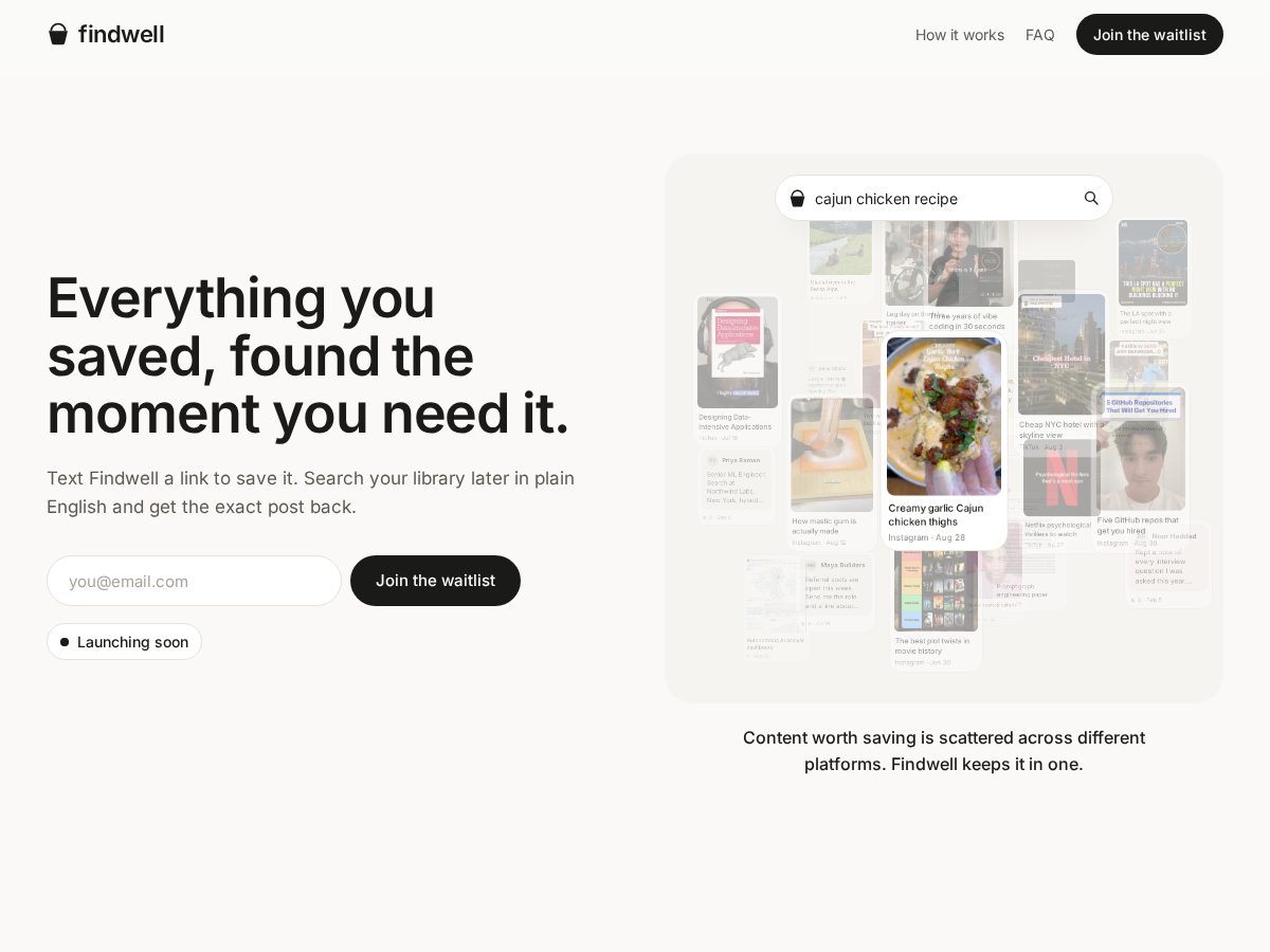 Landing-page snapshot of getfindwell.app
