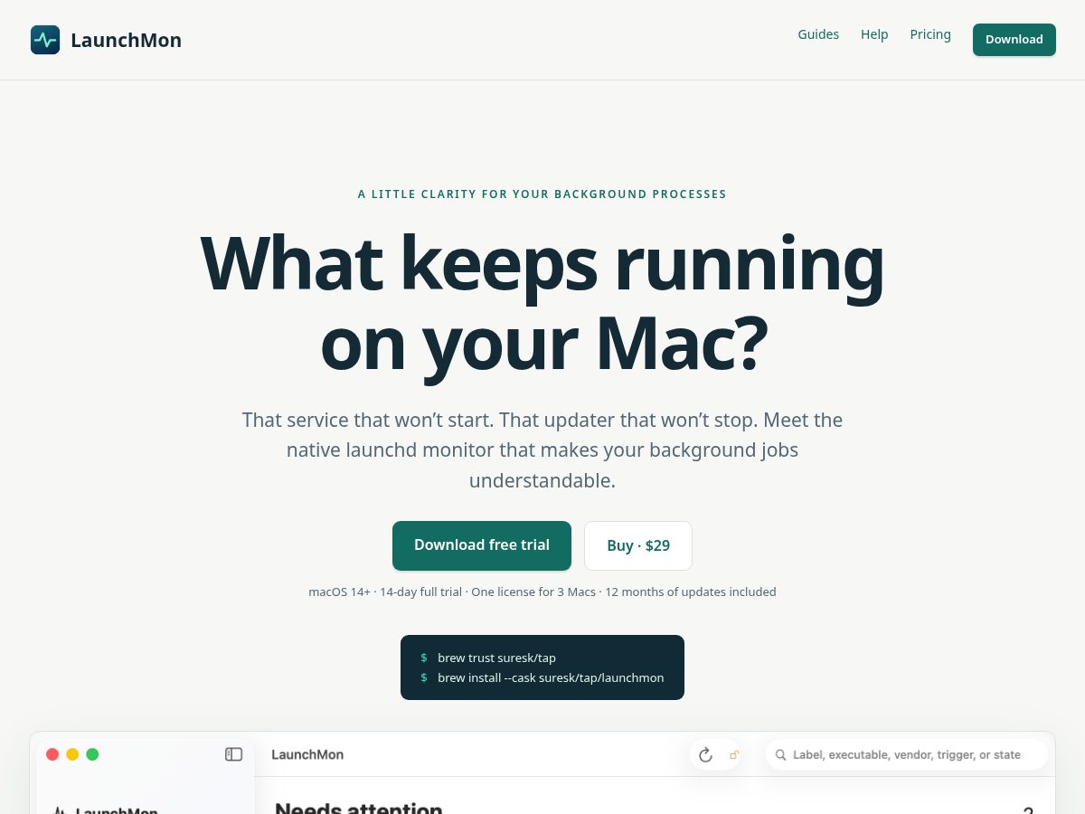 Landing-page snapshot of getlaunchmon.com