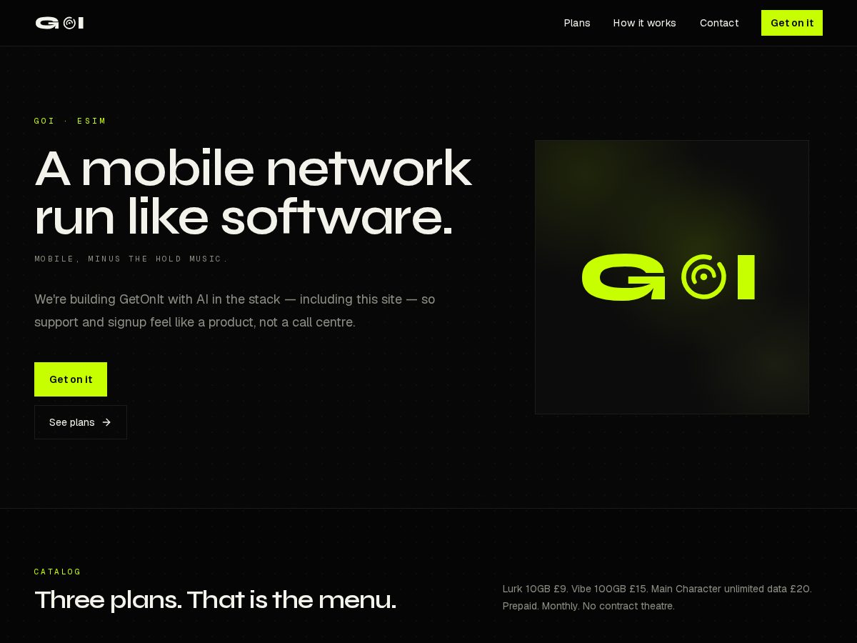 Landing-page snapshot of getonit.club