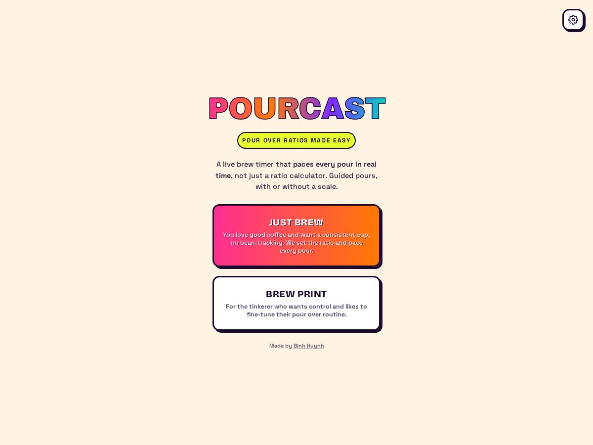 Landing-page snapshot of getpourcast.com