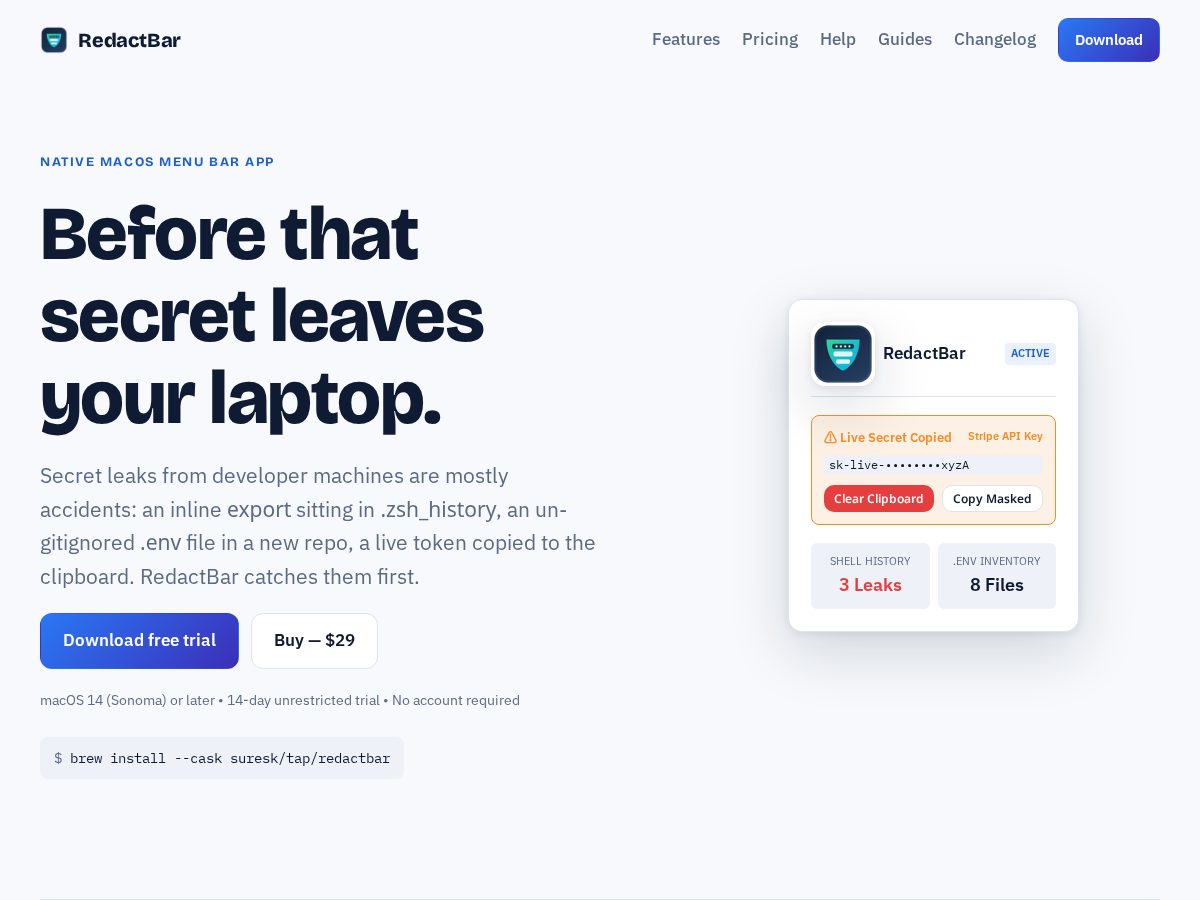 Landing-page snapshot of getredactbar.com