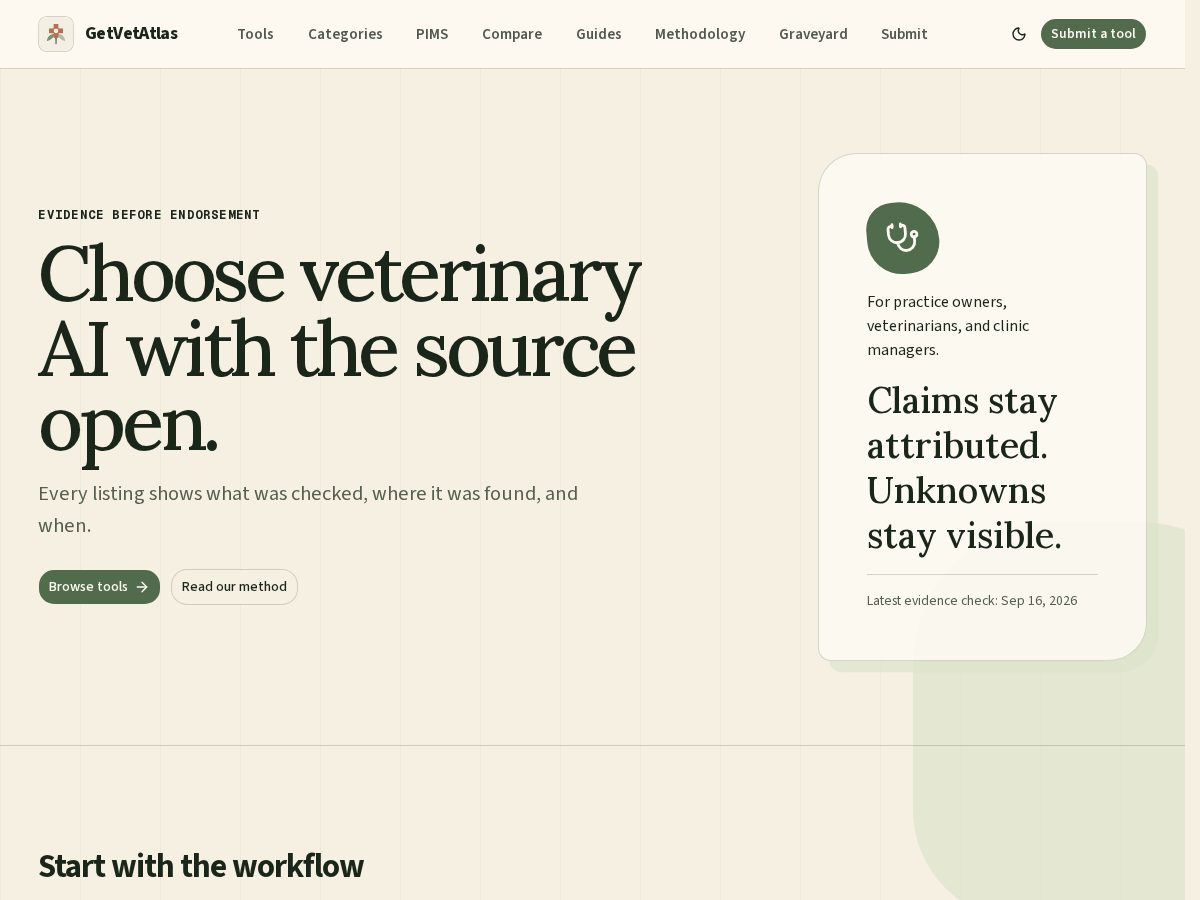 Landing-page snapshot of getvetatlas.com