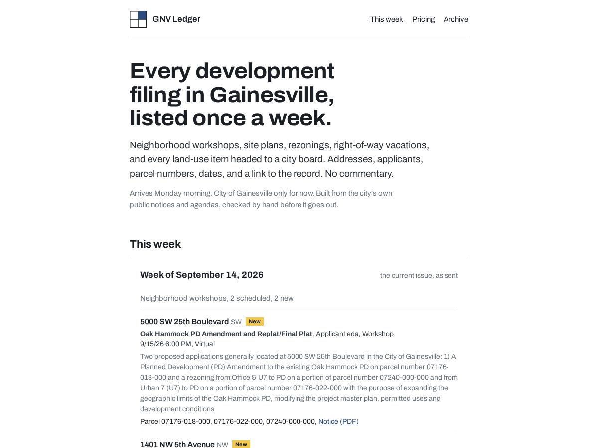 Landing-page snapshot of gnvledger.com
