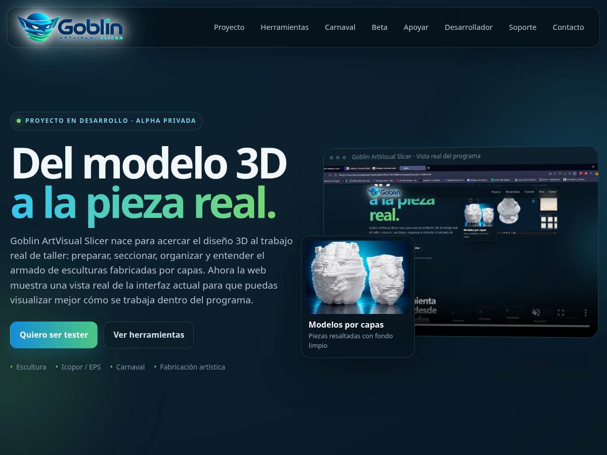 Landing-page snapshot of goblinartvisualslicer.com