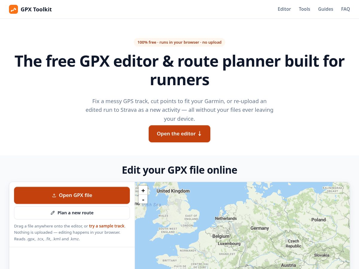 Landing-page snapshot of gpx-toolkit.com