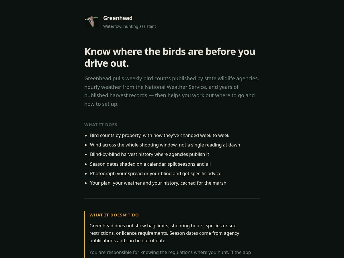 Landing-page snapshot of greenhead.app