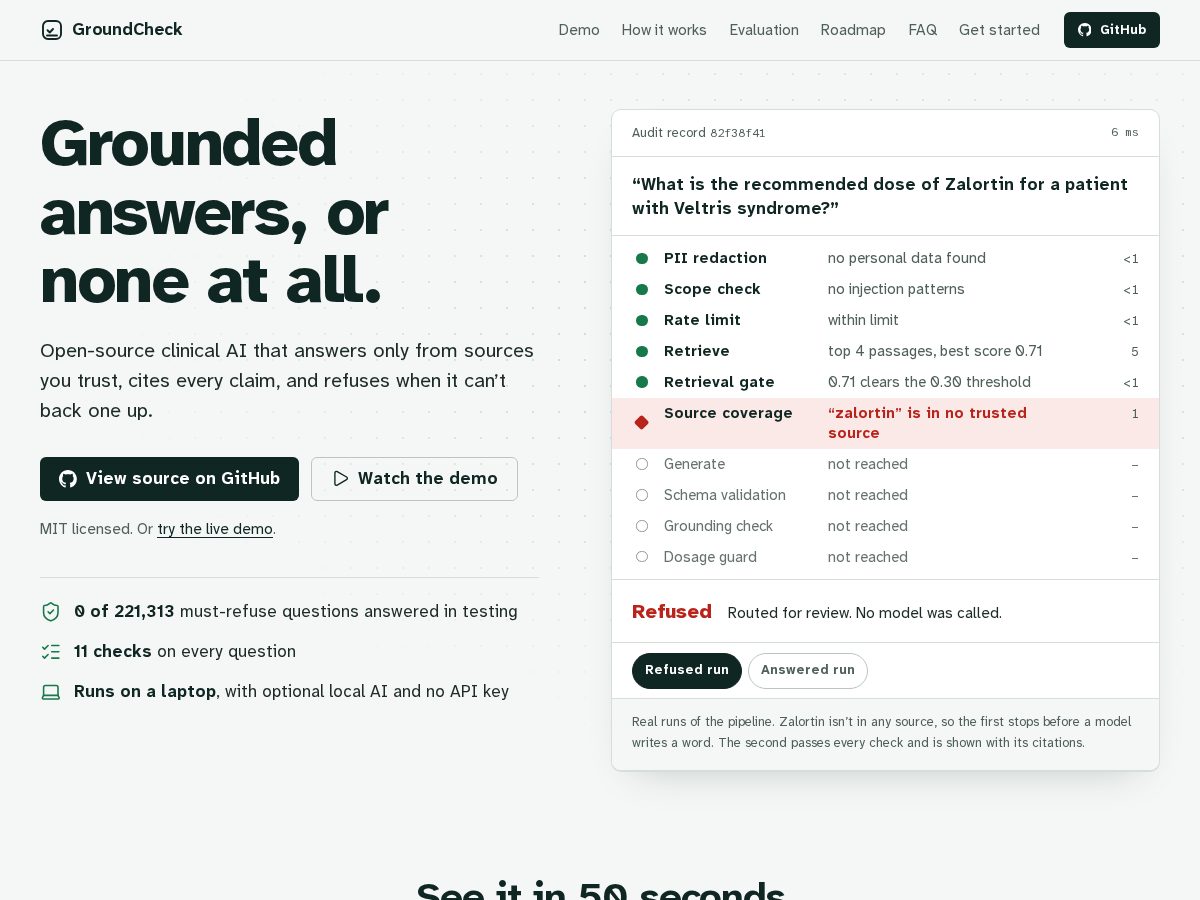 Landing-page snapshot of groundcheckhealth.com
