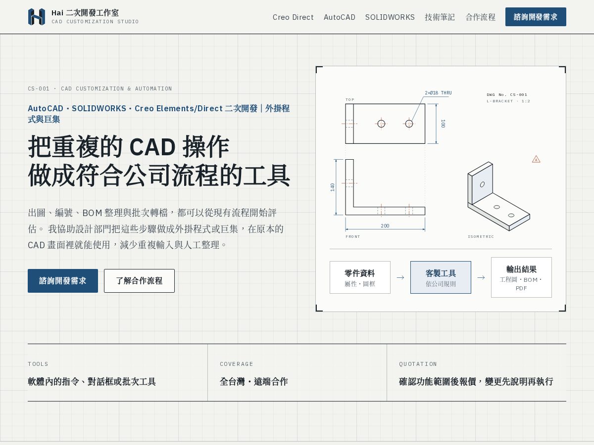 Landing-page snapshot of hai-cad.com