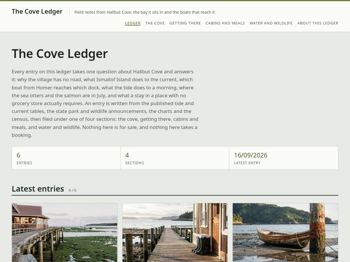Landing-page snapshot of halibutcovealaska.com