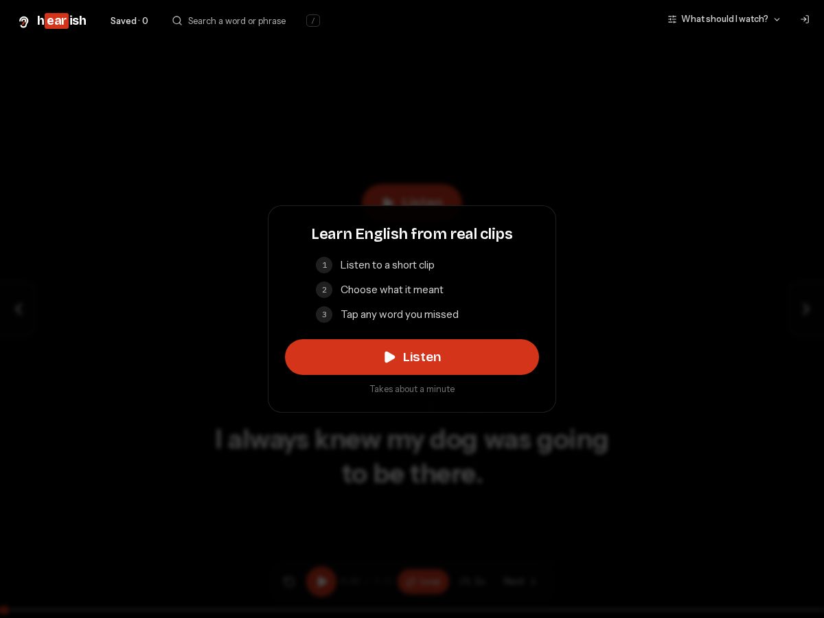 Landing-page snapshot of hearish.com