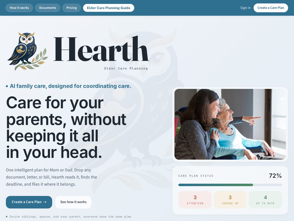 Landing-page snapshot of hearthhealthcare.com