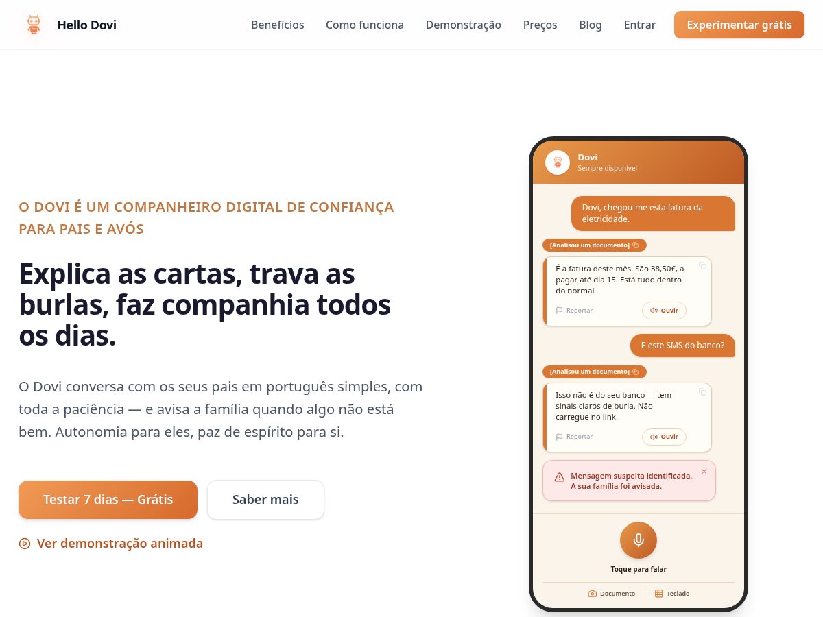 Landing-page snapshot of hellodovi.com