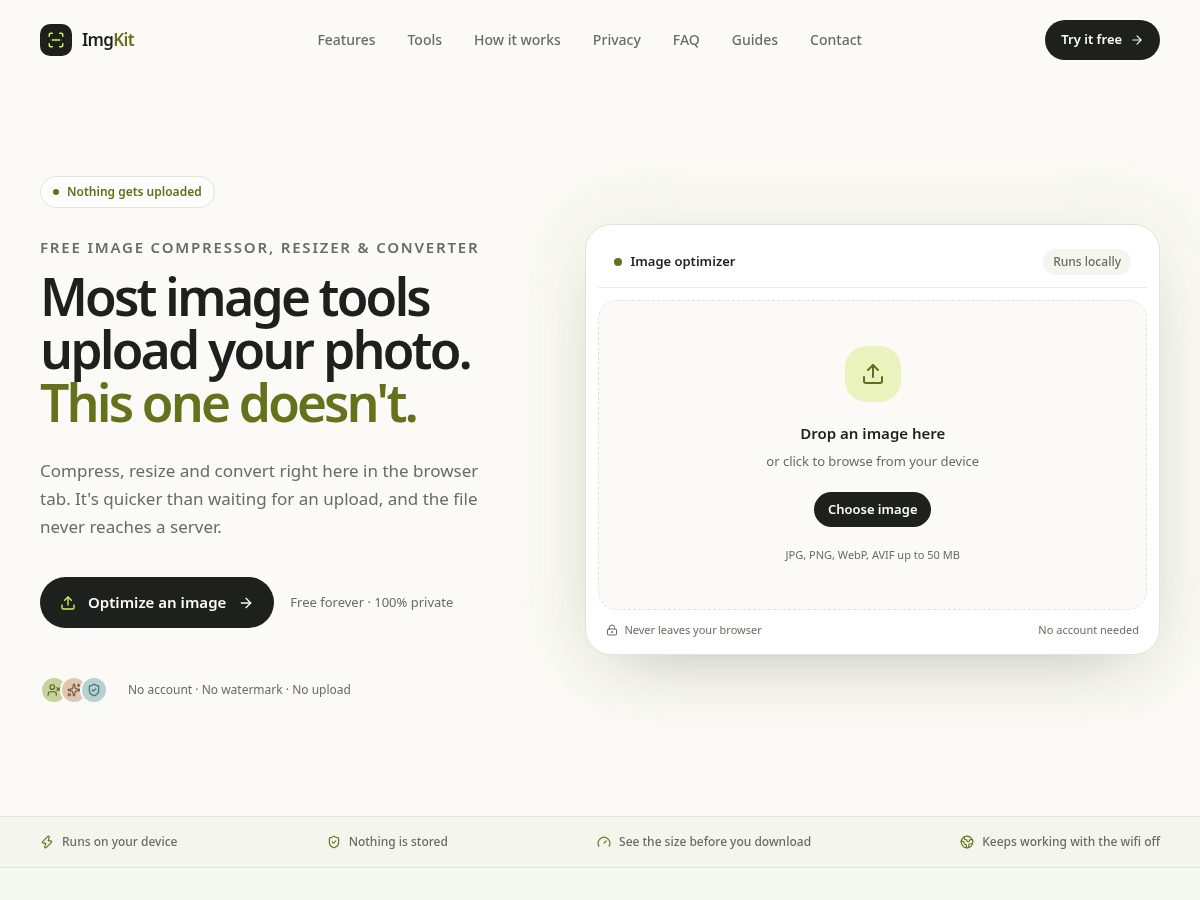 Landing-page snapshot of imgkit.xyz