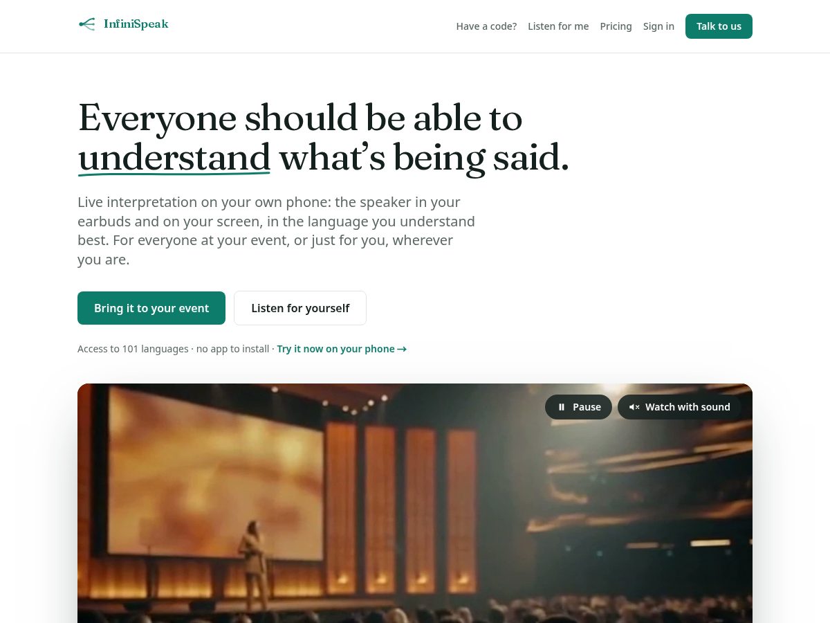 Landing-page snapshot of infinispeak.com