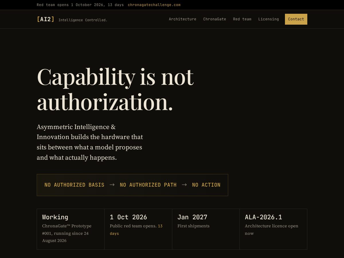 Landing-page snapshot of intelligencecontrolled.com