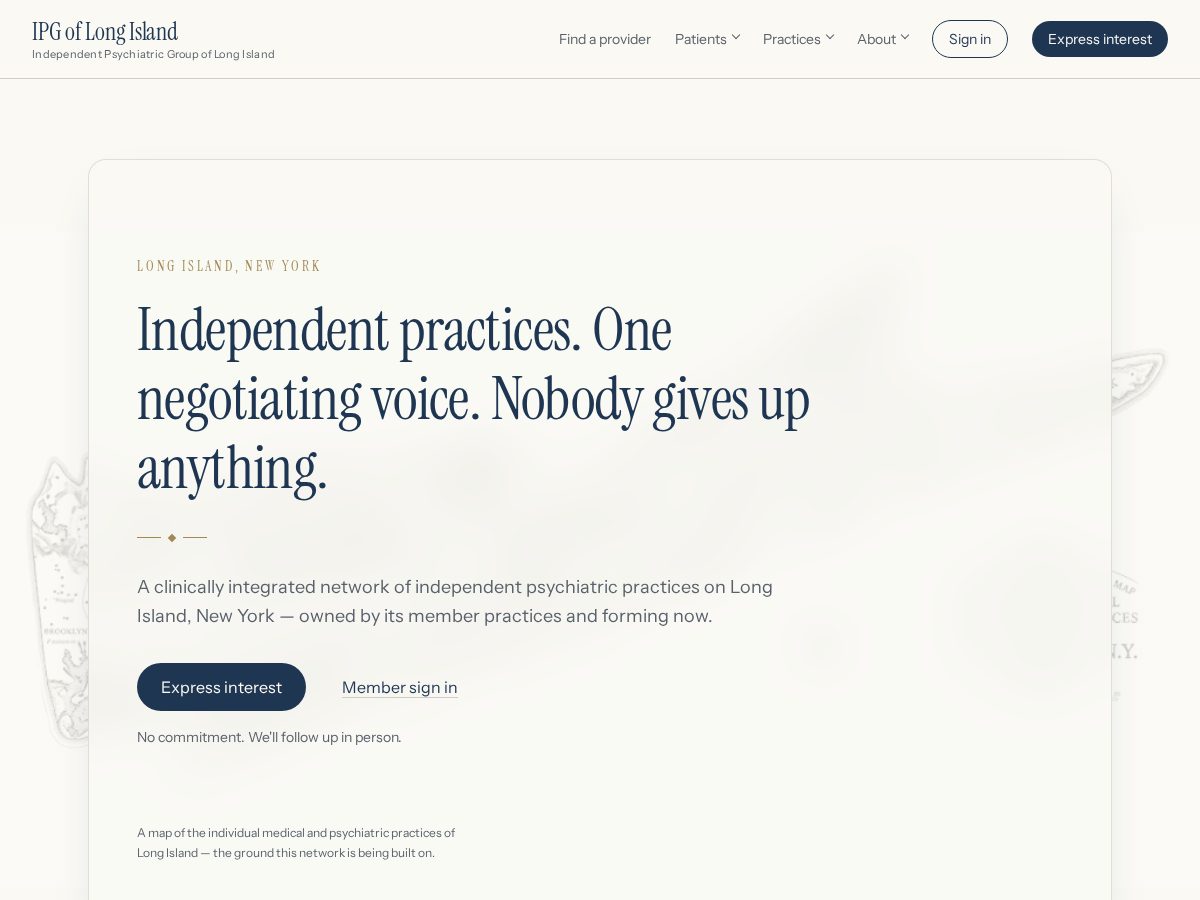 Landing-page snapshot of ipgoflongisland.com