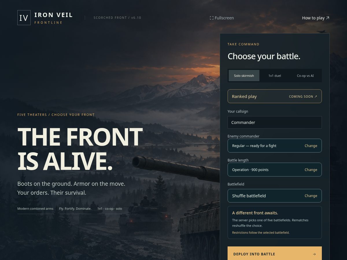 Landing-page snapshot of ironveil.live