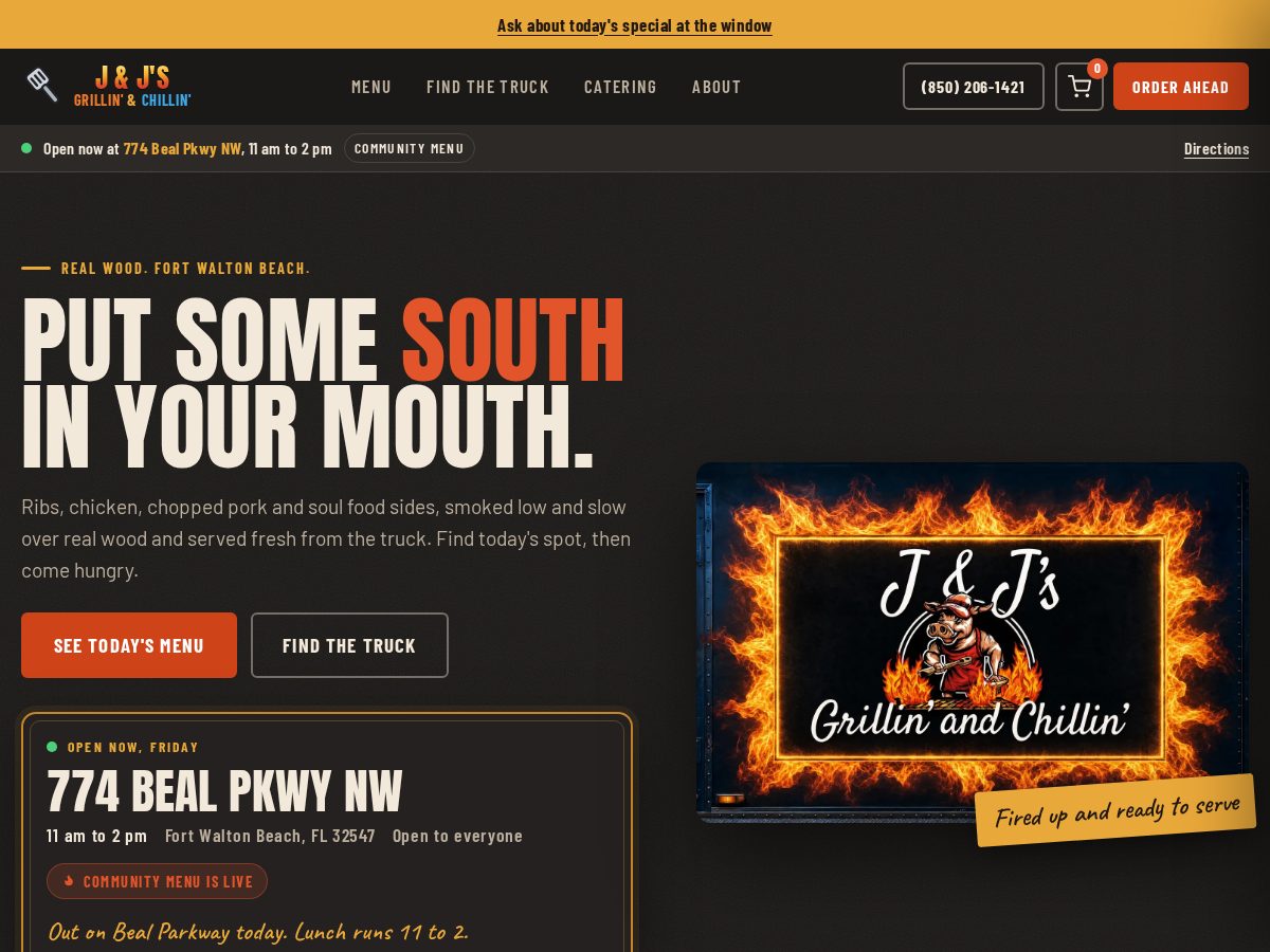 Landing-page snapshot of jjgrillinandchillin.com