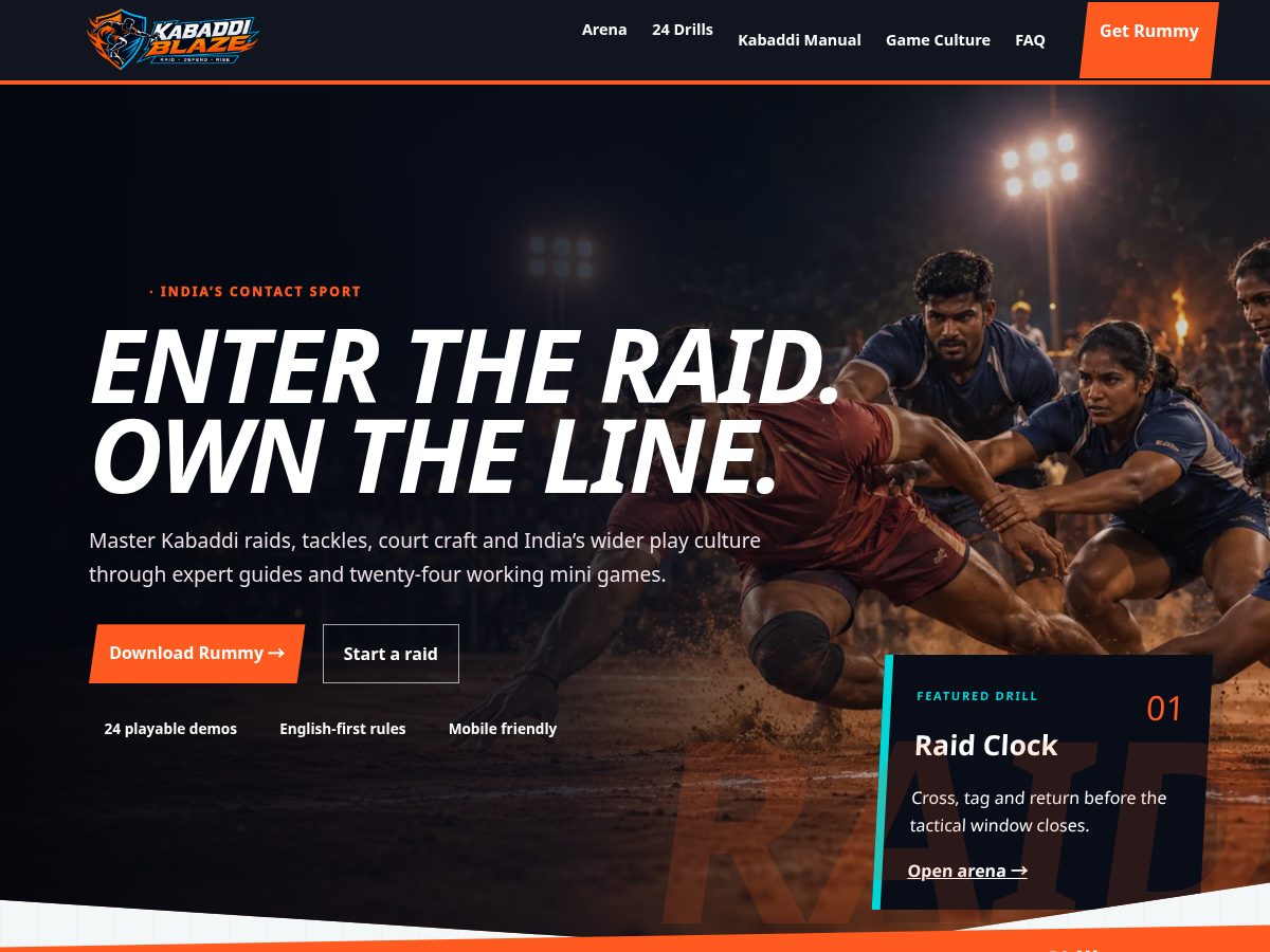 Landing-page snapshot of kabaddiblaze.com