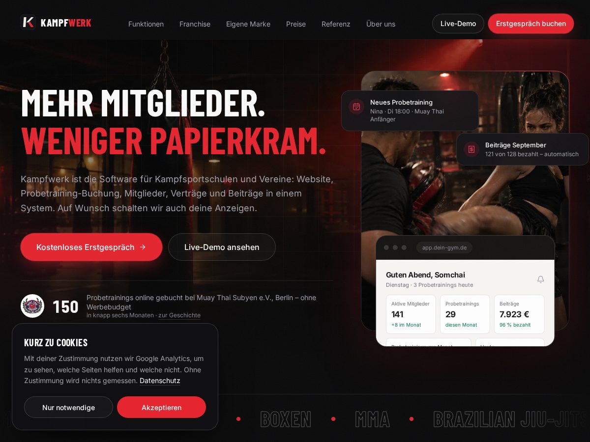 Landing-page snapshot of kampfwerk.com