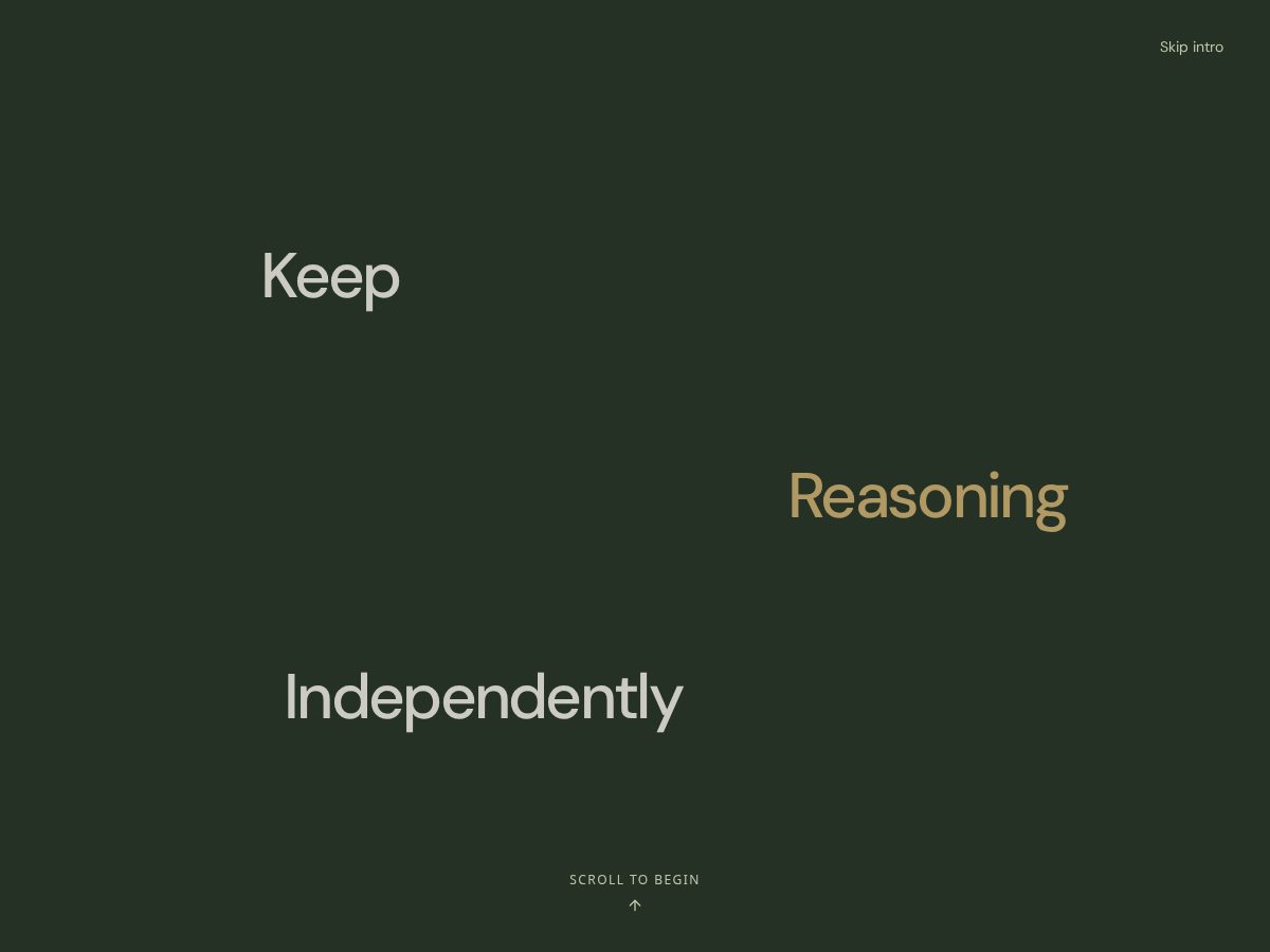 Landing-page snapshot of keepreasoning.com