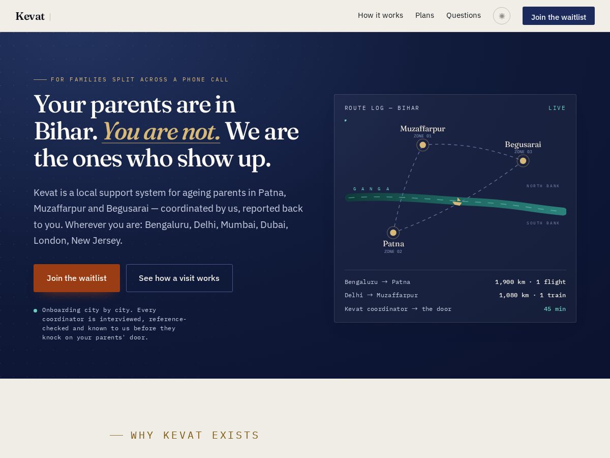 Landing-page snapshot of kevat.online