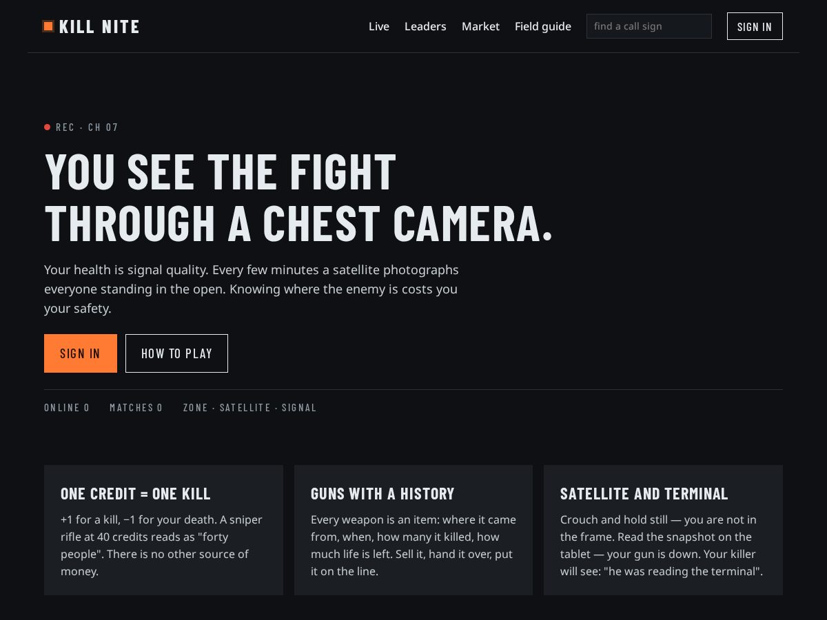 Landing-page snapshot of killnite.com