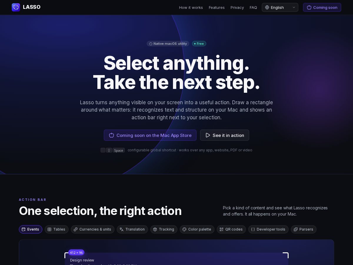 Landing-page snapshot of lassoanything.com