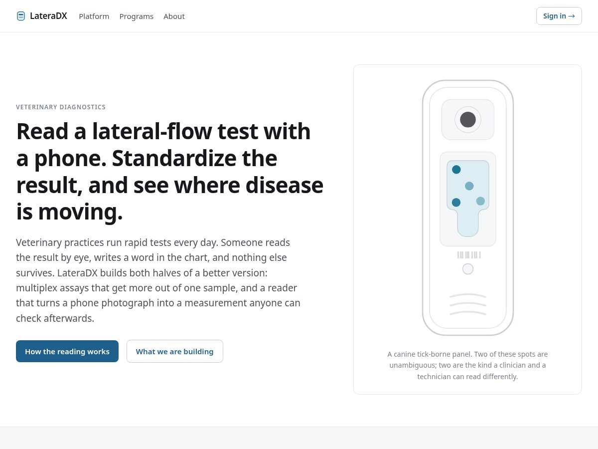 Landing-page snapshot of lateradx.com