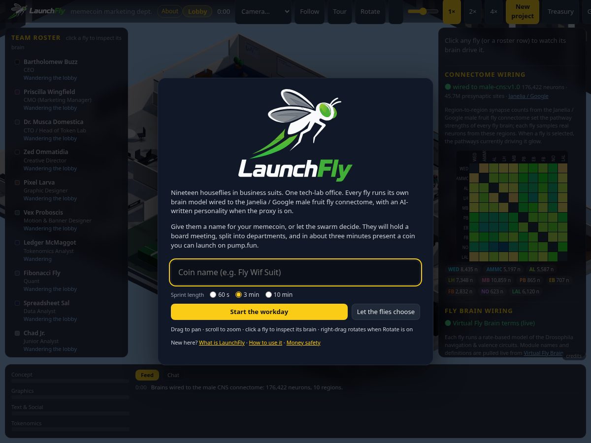 Landing-page snapshot of launchfly.fun
