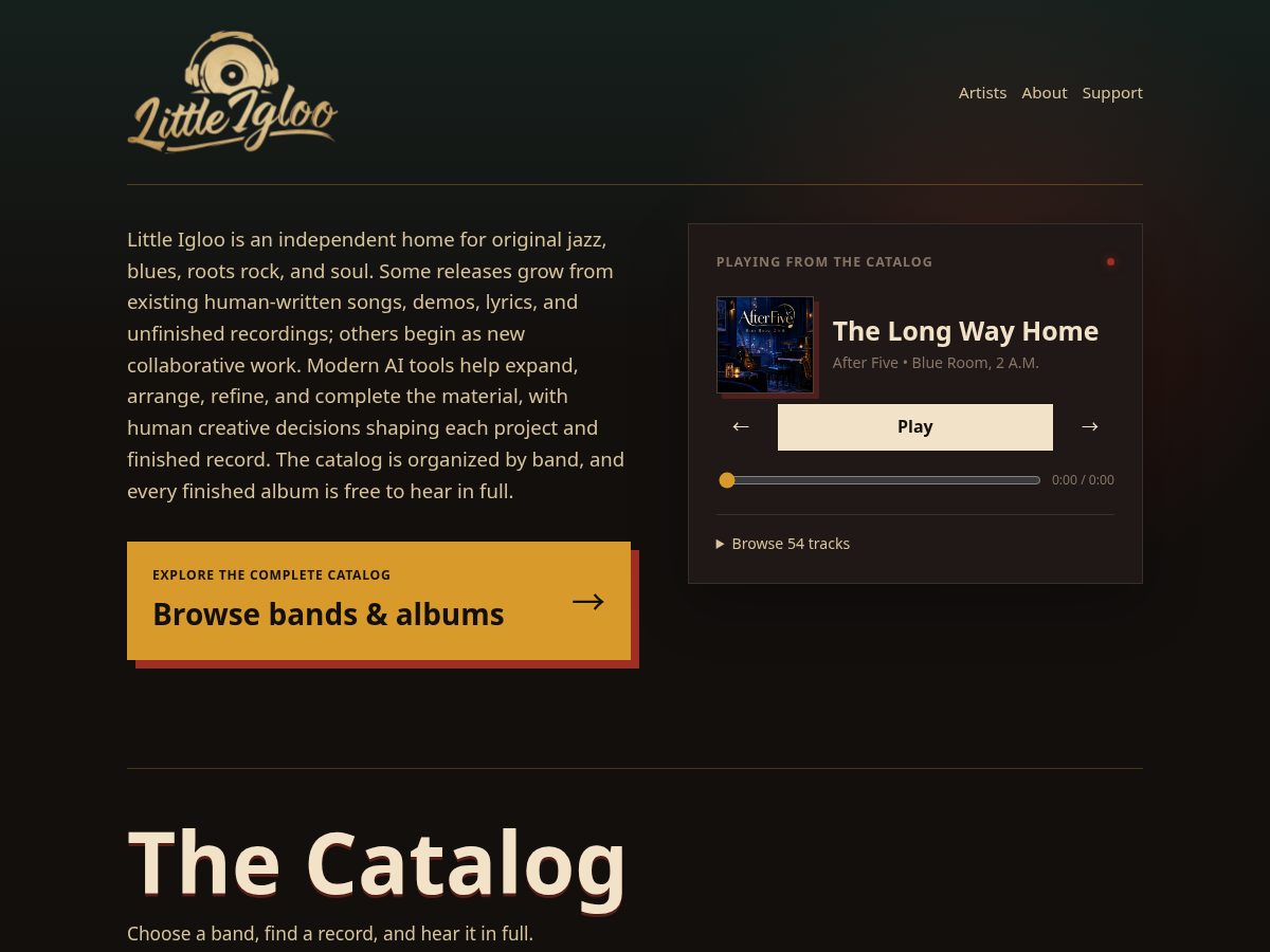 Landing-page snapshot of littleigloomusic.com