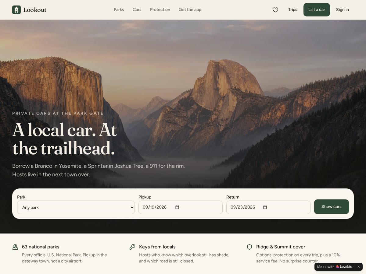 Landing-page snapshot of lookoutparks.com