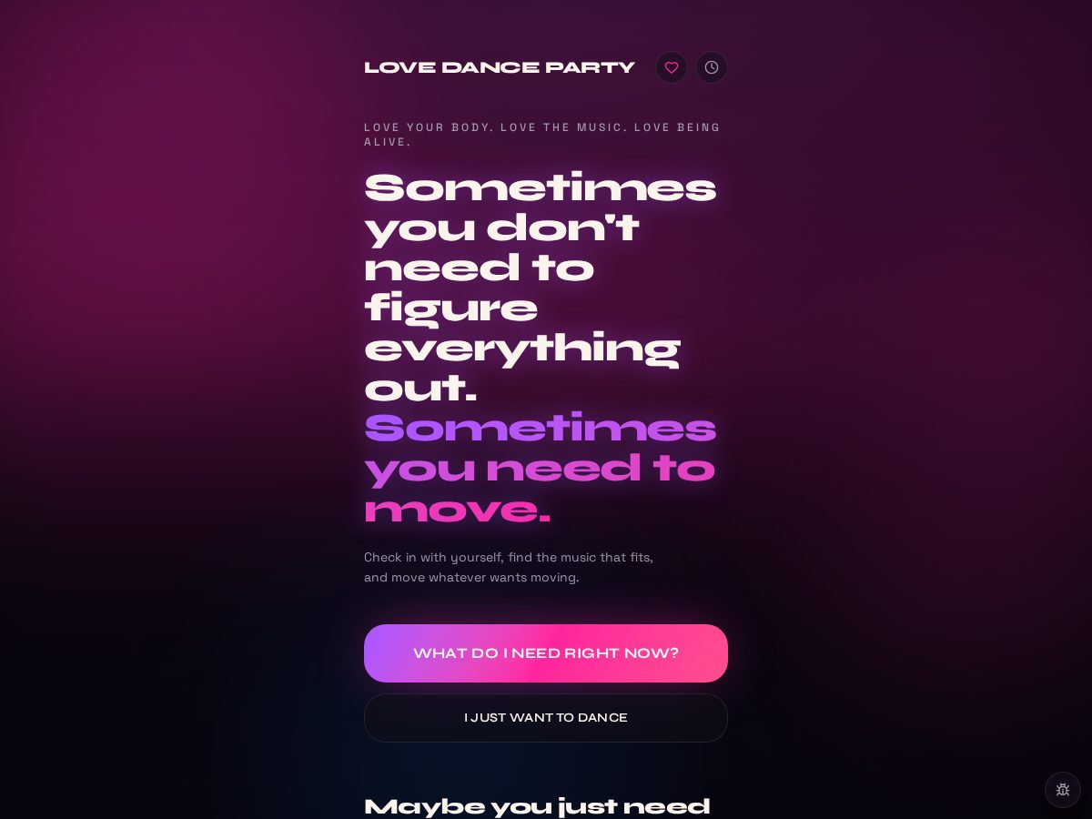 Landing-page snapshot of lovedanceparty.com