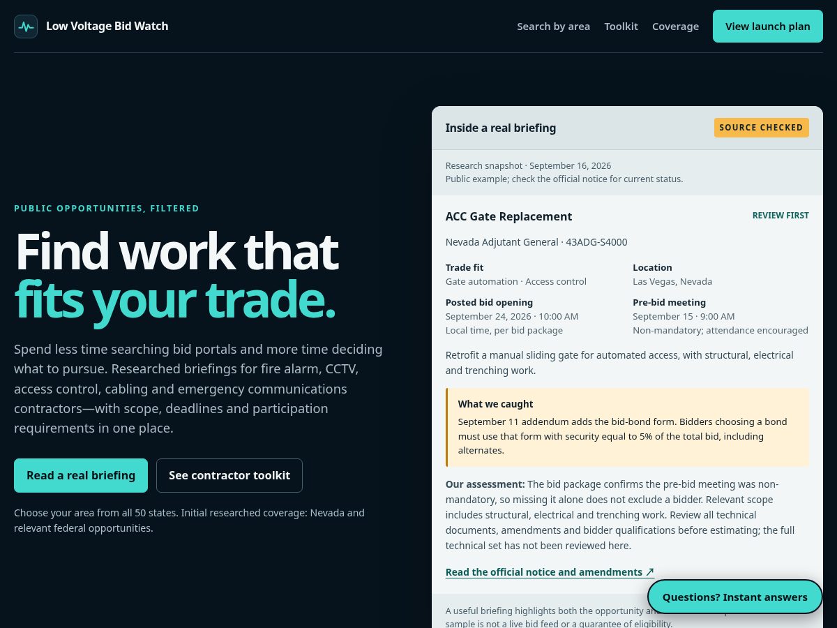 Landing-page snapshot of lvbidwatch.com