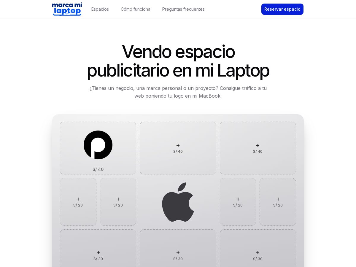 Landing-page snapshot of marcamilaptop.com