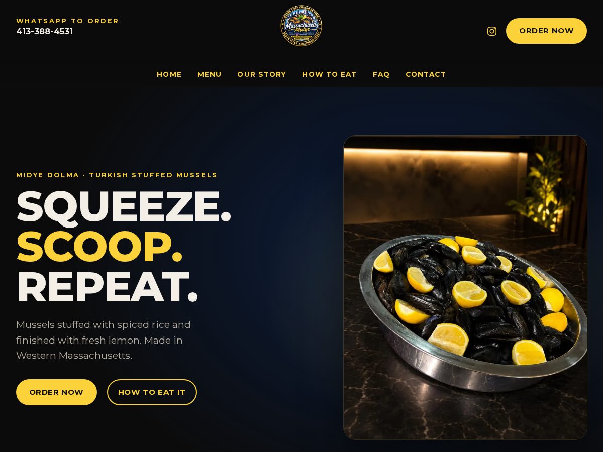 Landing-page snapshot of massachusettsmussels.com